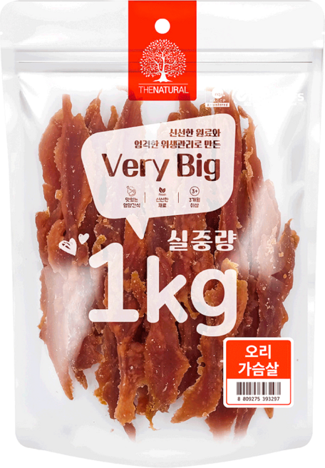 더내추럴 강아지 베리빅 육포, 오리가슴살, 1kg, 1개