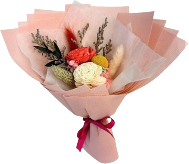 A-ONE 匯旺 白紅索拉玫瑰花黃色大球花繡球花永生花束 Q款 AE-FBQ17, 彩色