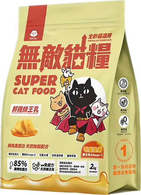 ParkCat 貓樂園 全齡貓 無穀天然高蛋白無敵貓糧, 鮮雞蜂王乳, 2kg, 1袋