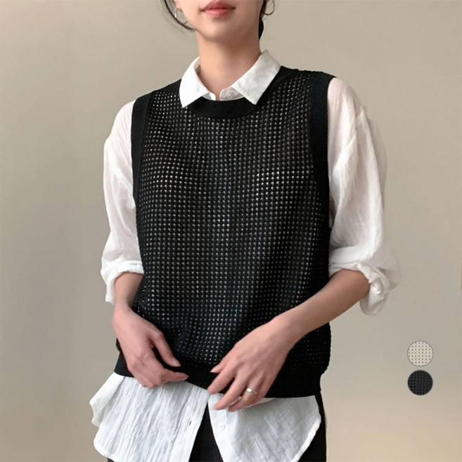afinar 女款圓領鉤織無袖針織背心
