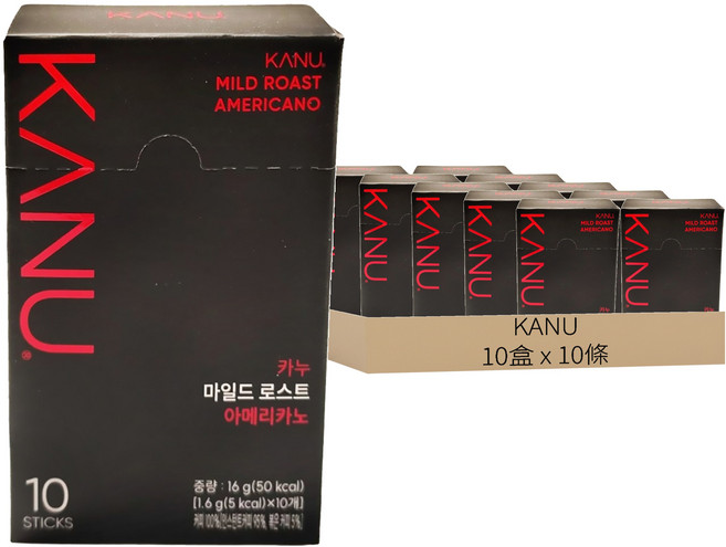 KANU 經典美式黑咖啡 mild roast, 1.6g, 10條, 10盒