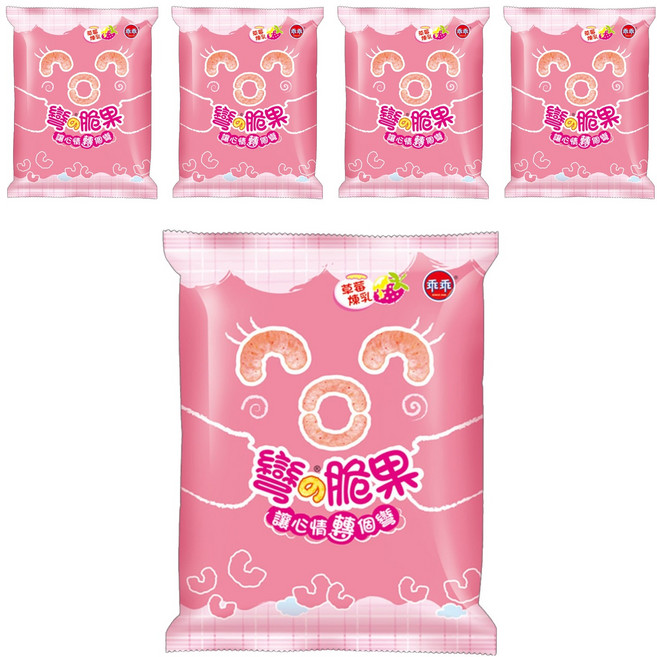 乖乖 玉米脆果 彎的脆果 草莓煉乳, 40g, 5包