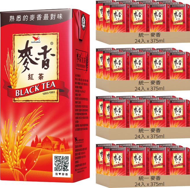 統一 麥香 紅茶, 375ml, 96入