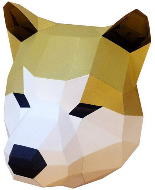 프리미엄 3D 입체 종이가면, 시바견, 1개