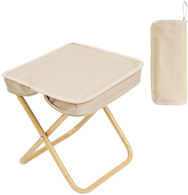 코멧 폴딩 파우치형 휴대용 캠핑체어, 베이지, 1개