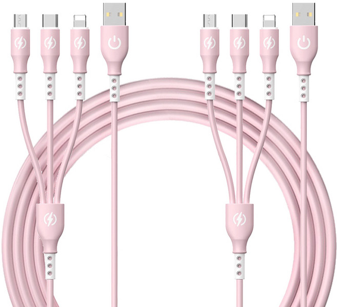 여울스퀘어 파스텔 3IN1 트리플 충전 케이블, 120cm, 핑크, 2개