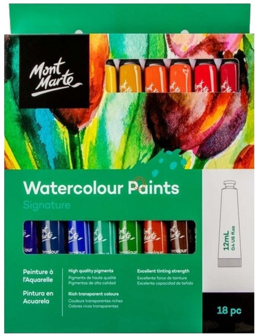 Mont Marte 蒙瑪特 水彩顏料 套裝 PMHS0048, 12ml, 18色