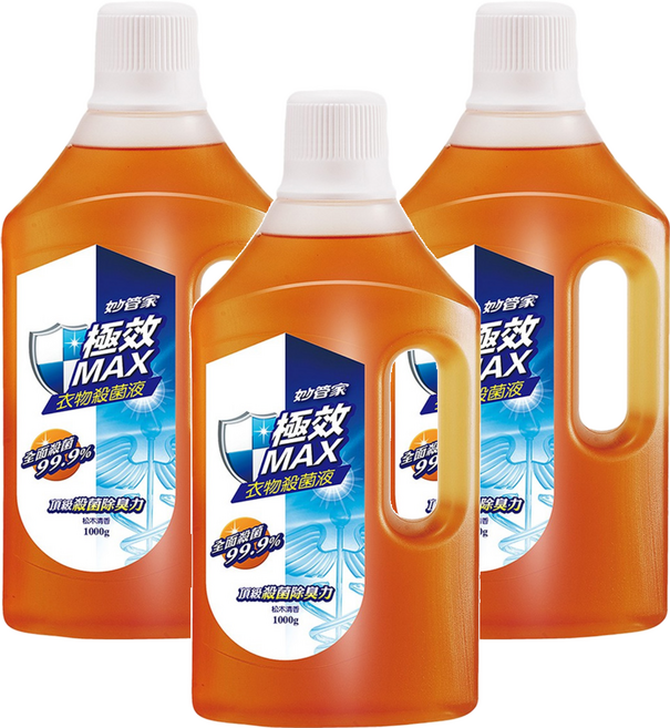 Magic Amah 妙管家 極效MAX衣物殺菌液 松木清香, 1kg, 3瓶
