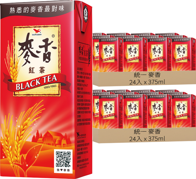 統一 麥香 紅茶, 375ml, 48入
