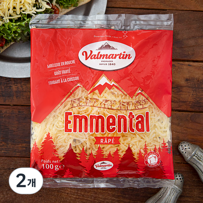 발마틴 에멘탈 슈레드치즈, 100g, 1개입, 2개