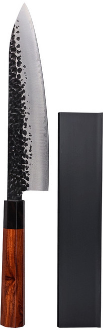 丸之內 桐系列 和牛刀 類黑打 附專業黑色硬塑料刀夾 218g, 銀色 + 黑色, 1支