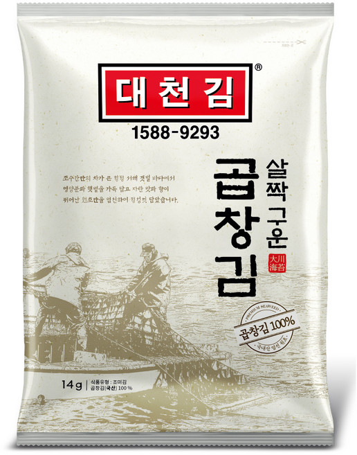 대천김 살짝 구운 곱창김, 14g, 10개