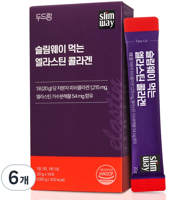 두드림 슬림웨이 먹는 엘라스틴 콜라겐, 6개, 280g - 쿠팡