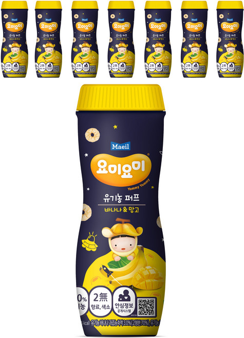 매일유업 요미요미 오가닉퍼프 아기과자, 바나나망고, 42g, 8개
