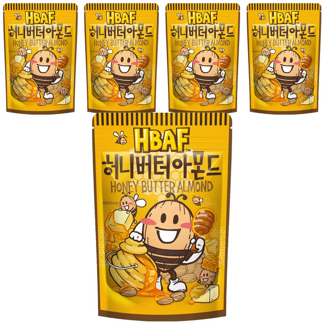 HBAF 杏仁果 蜂蜜奶油味 韓國進口 酥脆可口, 120g, 5包