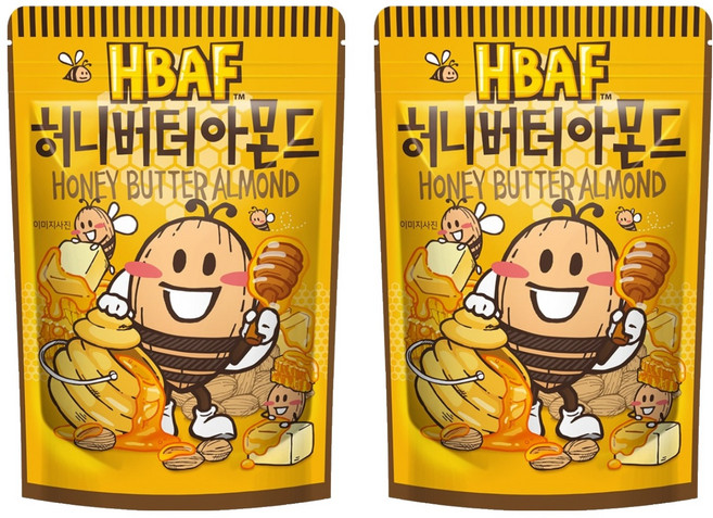 HBAF 杏仁果 蜂蜜奶油味 韓國進口 酥脆可口, 120g, 2包