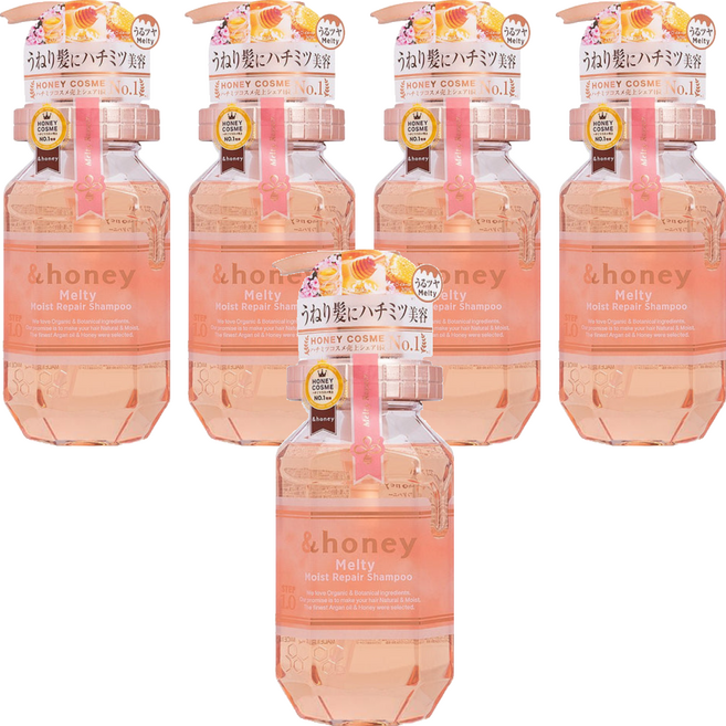 &honey melty 蜂蜜亮澤柔順護理洗髮精 1.0, 440ml, 5瓶