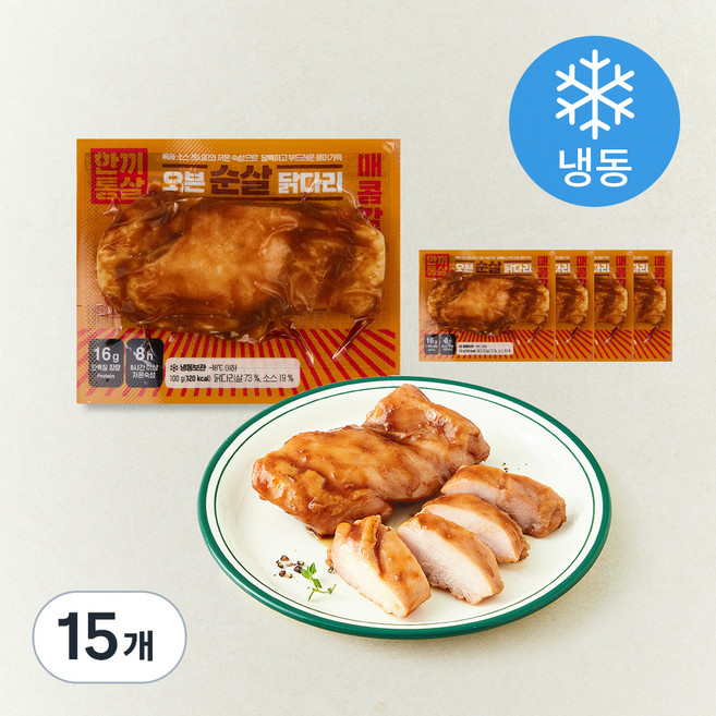 한끼통살 오븐 순살 닭다리 매콤갈비찜맛 (냉동), 100g, 15개, 1개입