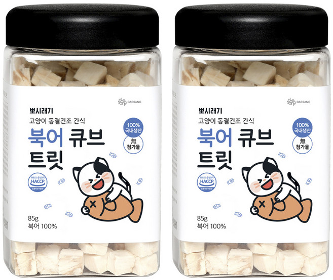 뽀시래기 고양이 큐브 트릿 동결건조간식, 북어, 85g, 2개