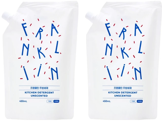 FRANKLIIN 유아용 주방세제 리필, 2개, 450ml - 쿠팡