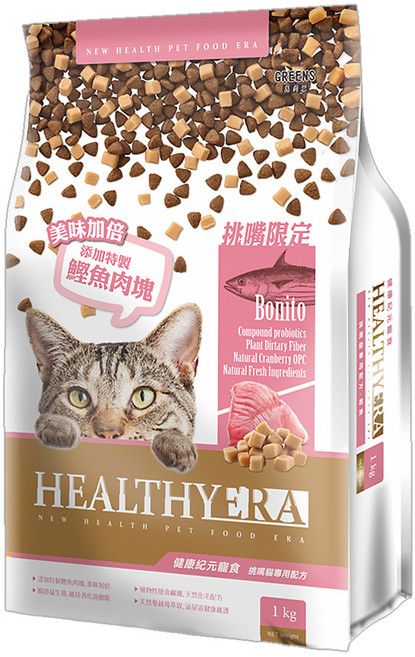 福壽實業 HEALTHYERA 健康紀元 1歲以上成貓 挑嘴貓專用配方 乾飼料, 鰹魚口味, 1kg, 1袋