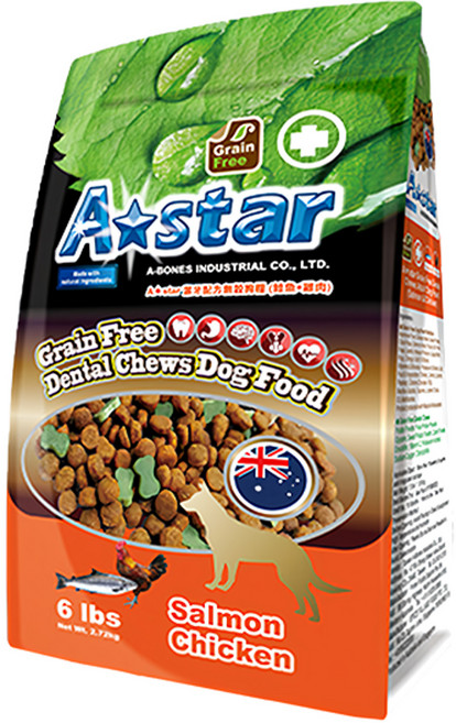 A star 潔牙配方無穀狗糧, 鮭魚 + 雞肉, 2.72kg, 1袋