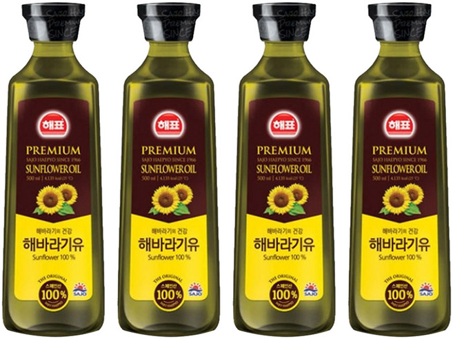 해표 해바라기유, 500ml, 4개