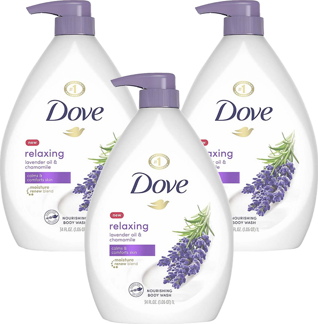 Dove 多芬 滋養沐浴乳 薰衣草洋甘菊, 3瓶, 1L