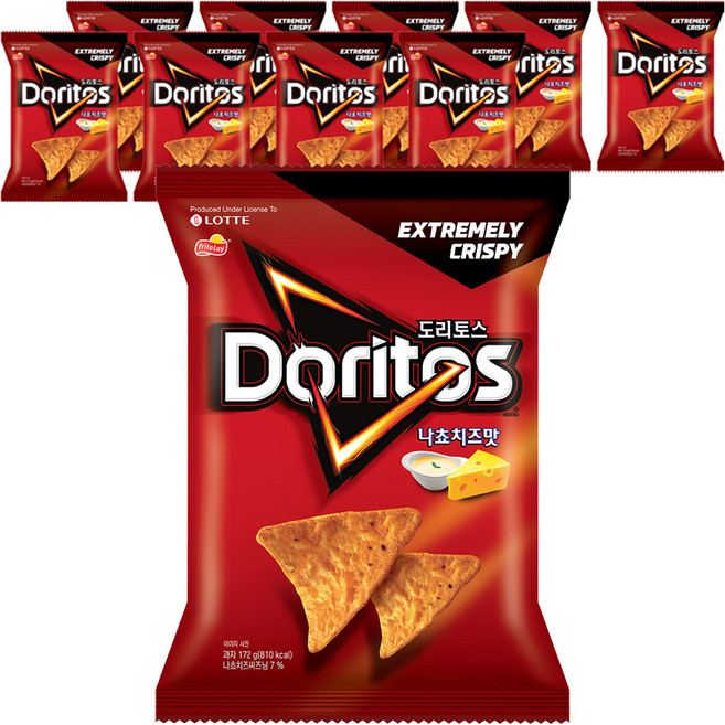 롯데제과 도리토스 나쵸치즈맛 과자, 172g, 10개