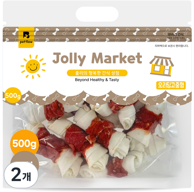 졸리마켓 강아지 오리 딩고 대용량 껌 중형, 500g, 2개, 오리고기