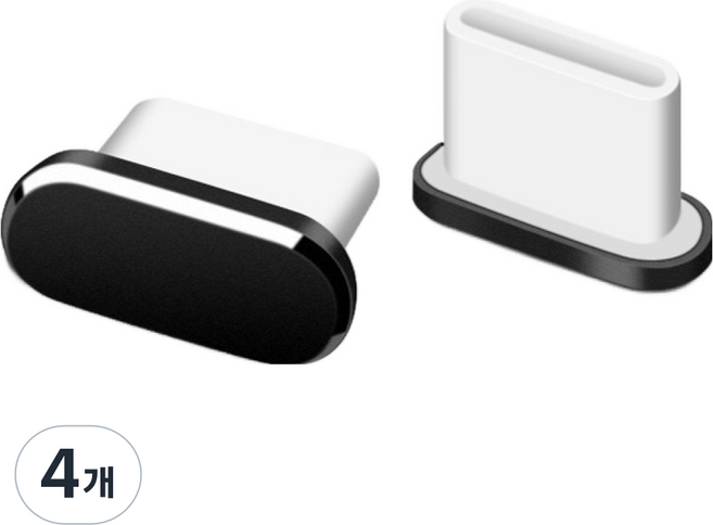 다연경 휴대폰 C타입 충전 단자 보호 캡 먼지 마개, 스틸 블랙, 4개