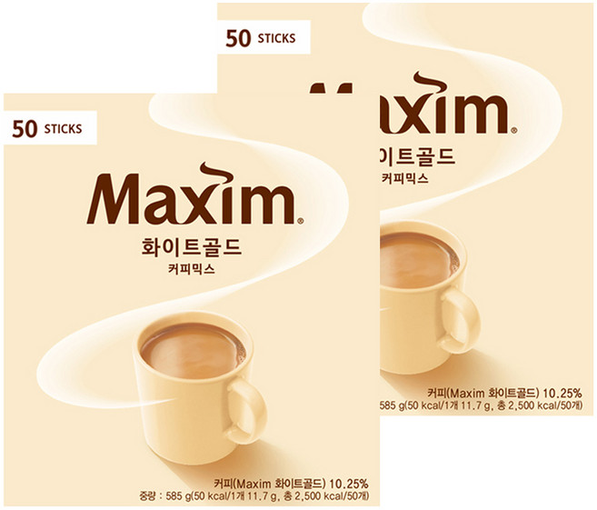 맥심 화이트골드 커피믹스, 11.7g, 50개입, 2개