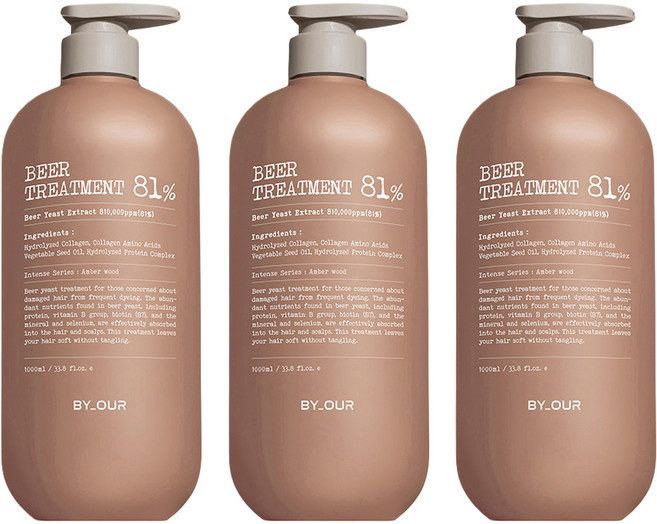 바이아우어 81만PPM 단백질 맥주효모 트리트먼트, 1L, 3개