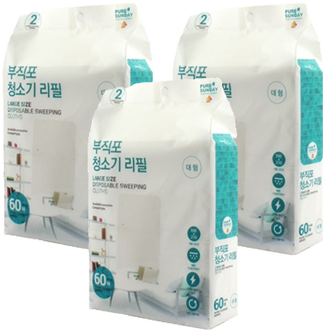 선우랜드 프리미엄 부직포청소기 리필, 3개