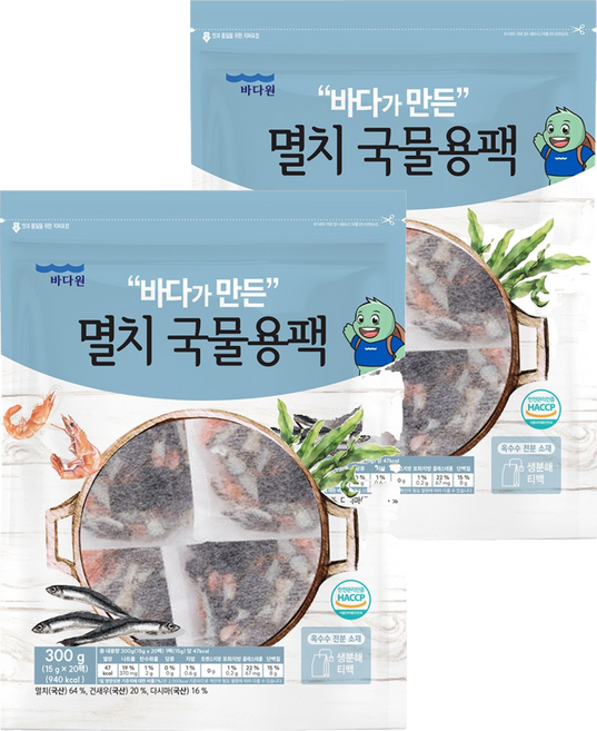 바다원 멸치 국물용팩, 300g, 2개