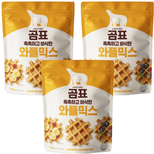 곰표 와플 믹스, 1kg, 3개