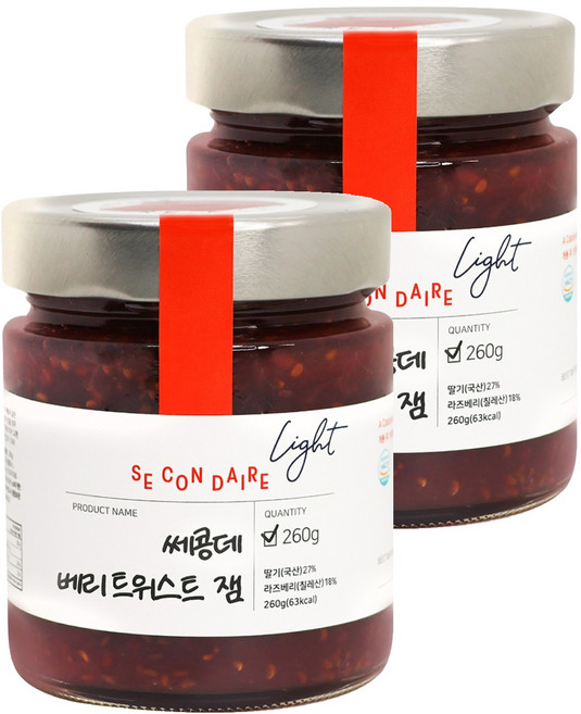 쎄콩데 저칼로리 Light 베리 트위스트 잼, 260g, 2개