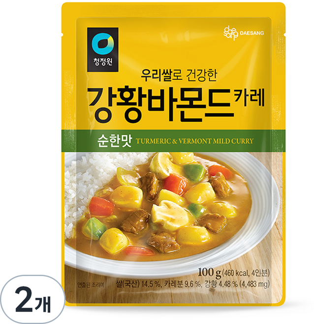 청정원 우리쌀 강황바몬드 카레 순한맛, 100g, 2개