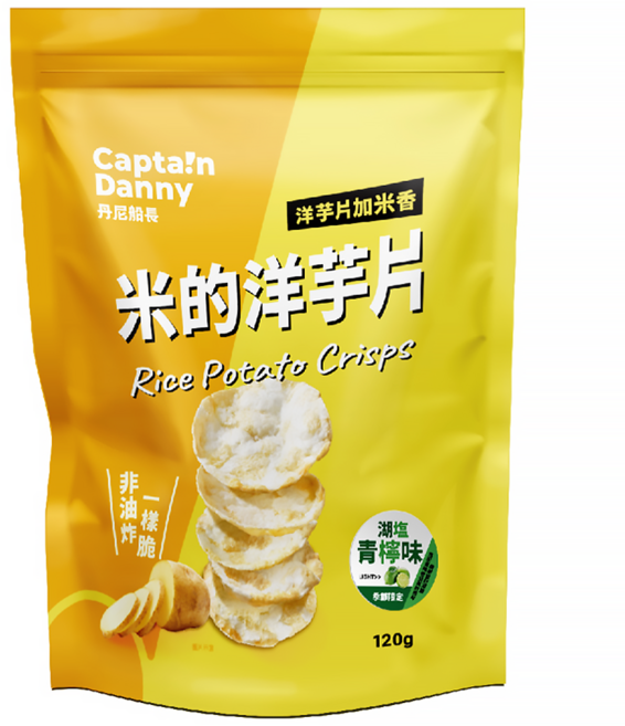 Captain Danny 丹尼船長 米的洋芋片 湖塩青檸味, 120g, 1包