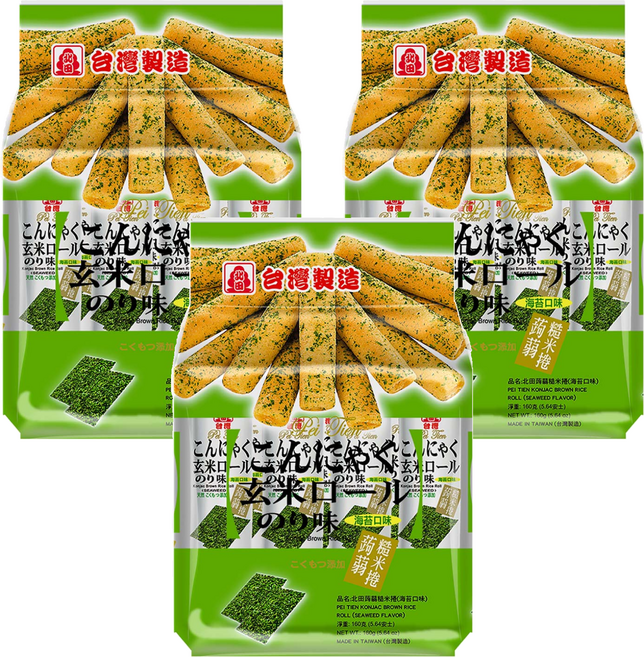 北田 蒟蒻糙米捲 海苔, 160g, 3袋