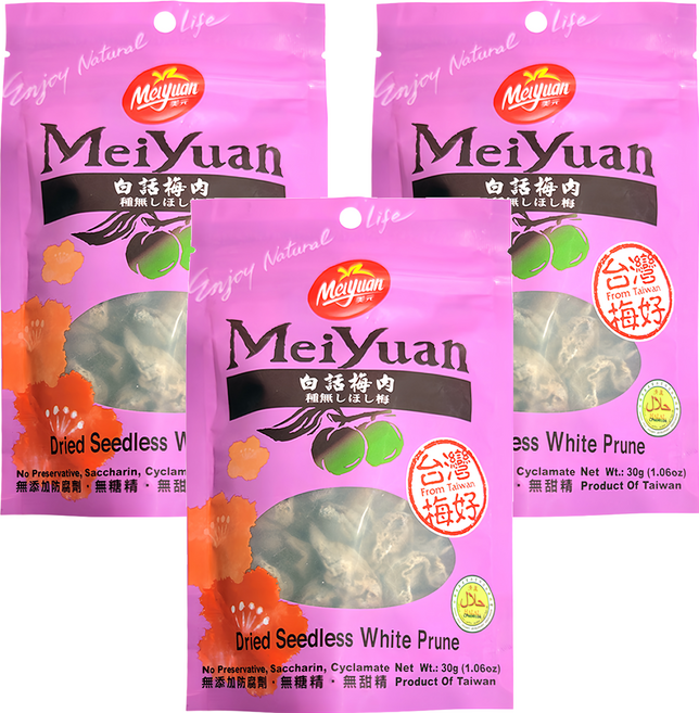 美元蜜餞 小立袋系列 白話梅肉, 30g, 3包