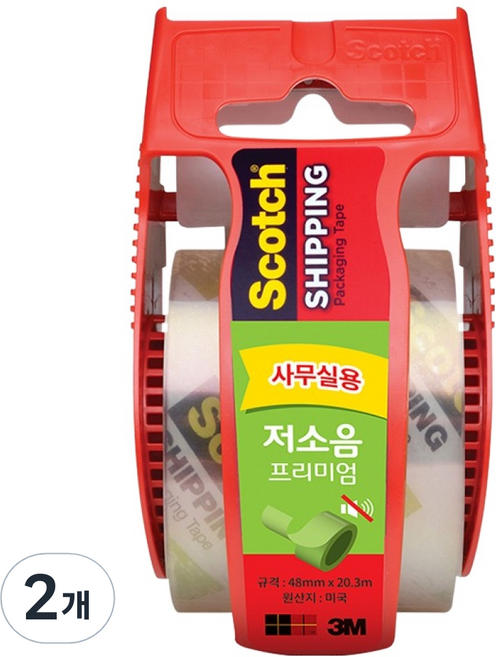스카치 저소음 프리미엄 포장용 테이프 48mm x 20m, 투명, 2개