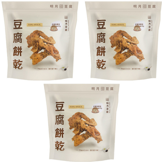 明月豆腐 原味餅乾, 150g, 3包