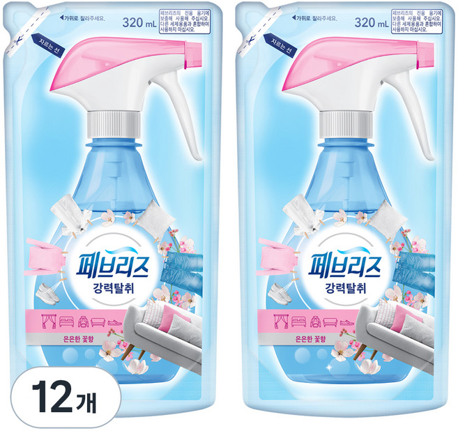 페브리즈 섬유탈취제 은은한 꽃향 리필, 320ml, 12개