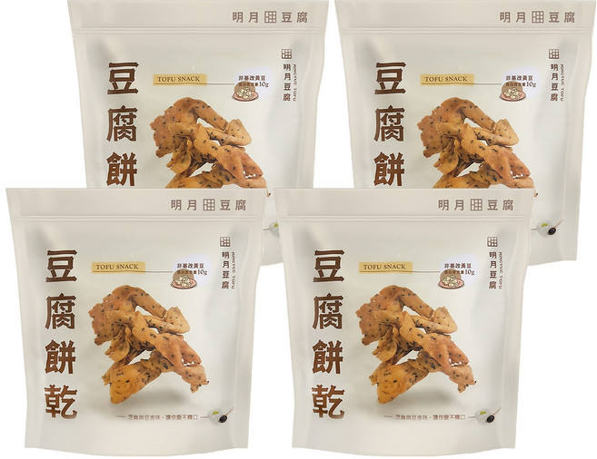 明月豆腐 原味餅乾, 4包, 150g