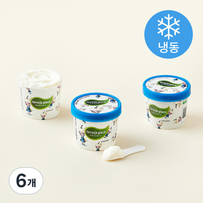 떼르드글라스 유기농 인증 컵 아이스크림 요거트 (냉동), 90ml, 1개입, 6개