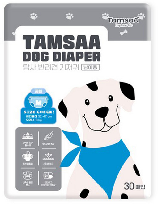 TAMSAA 寵物紙尿褲 公狗專用, M, 30片, 1包