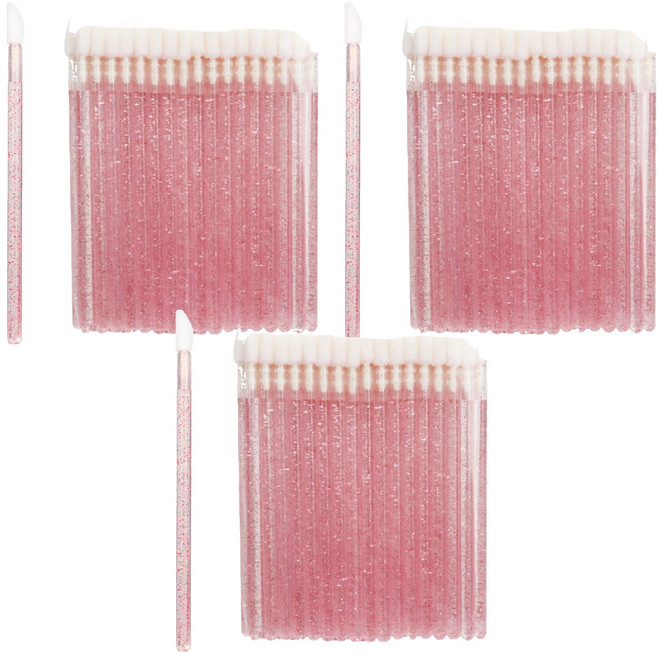 라몽 반짝이 일회용 미니 브러쉬 100p, 3개, 레드