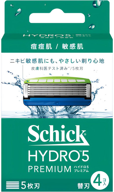 Schick 舒適牌 水次元5 Premium 敏感肌用 刀片 替刃, 4片, 1組