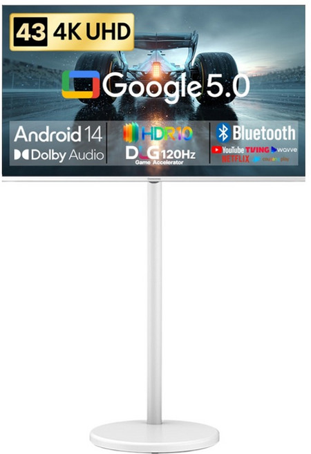 창홍 4K UHD LED 스마트 DLG 120Hz 돌비 AI 구글 5 TV + 삼탠바이미 모니터 이동식스탠드 에센셜 세트, 109cm(43인치), CH431UHD(TV), CH22-241L-W-E(스탠드), 이동형 스탠드, 고객직접설치